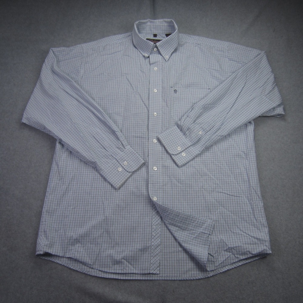 Rafter C Shirt Mens XL‎ White Plaid Easy Wear Forty Five Button Down Long Sleeve